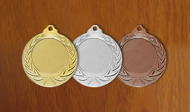 medal 40mm na wklejk 25mm, brzowy puchary statuetki medale